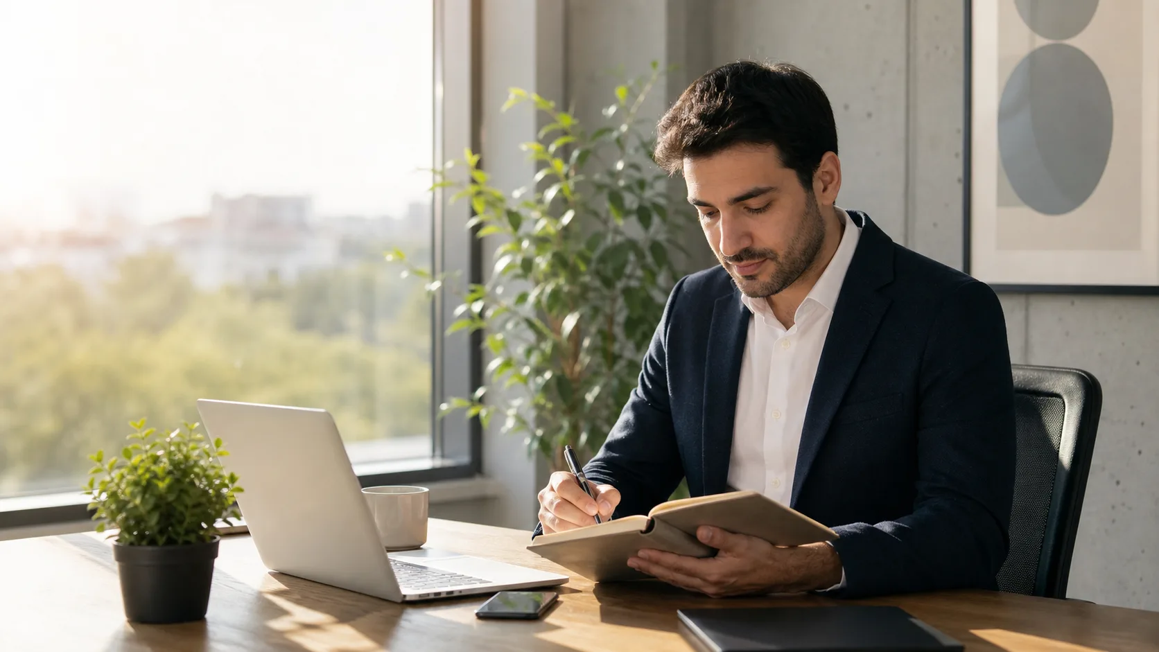 Gün ışığında kişisel emeklilik planını inceleyen profesyonel